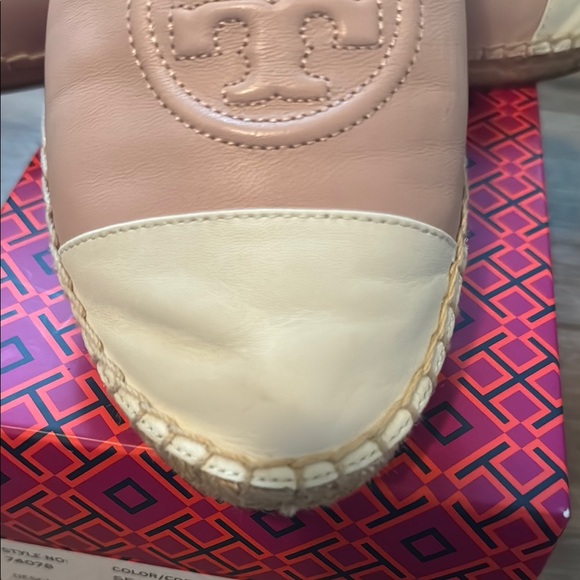 Tory Burch Pink Cream Leather Espadrille Flats — gently used with box - Picture 4 of 13